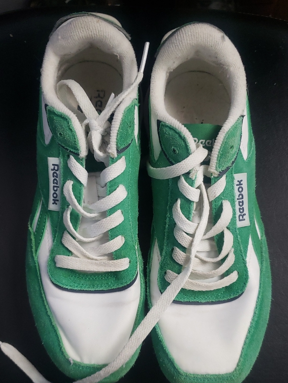 Reebok Kids Green and White Suede Lace-Up Sneakers
